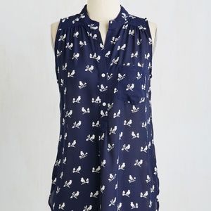 Modcloth bird sleeveless blouse